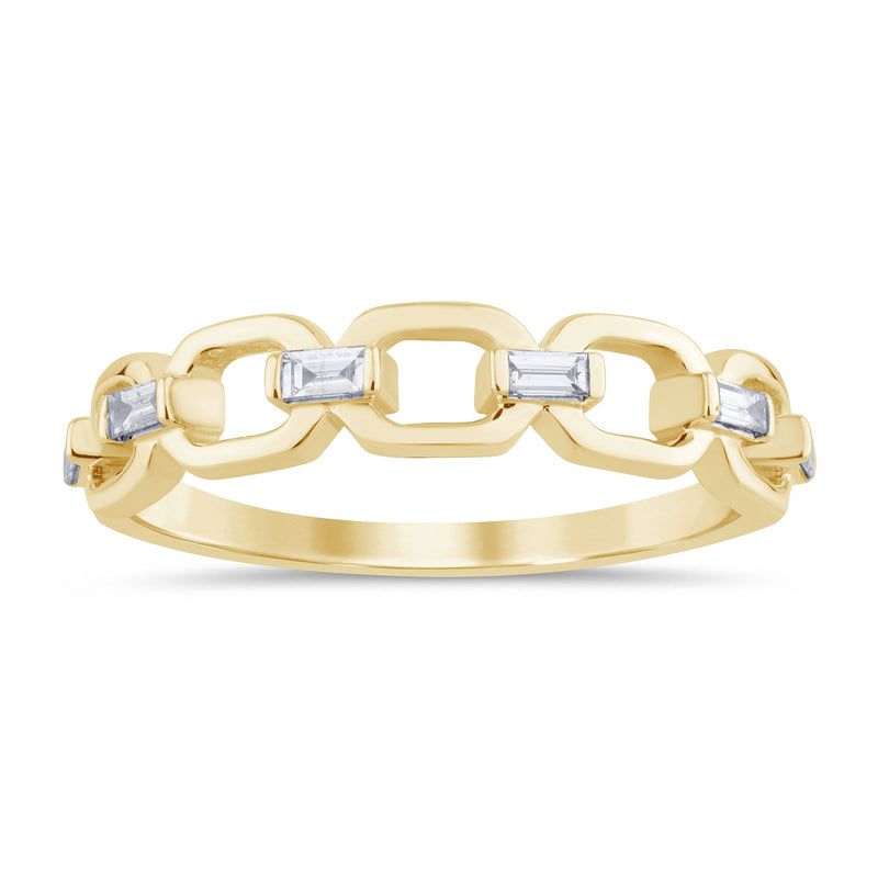DIAMOND CLOSEOUT! .13ct G SI 14K Yellow Gold Baguette Diamond Stone Ring Band Size 6.5