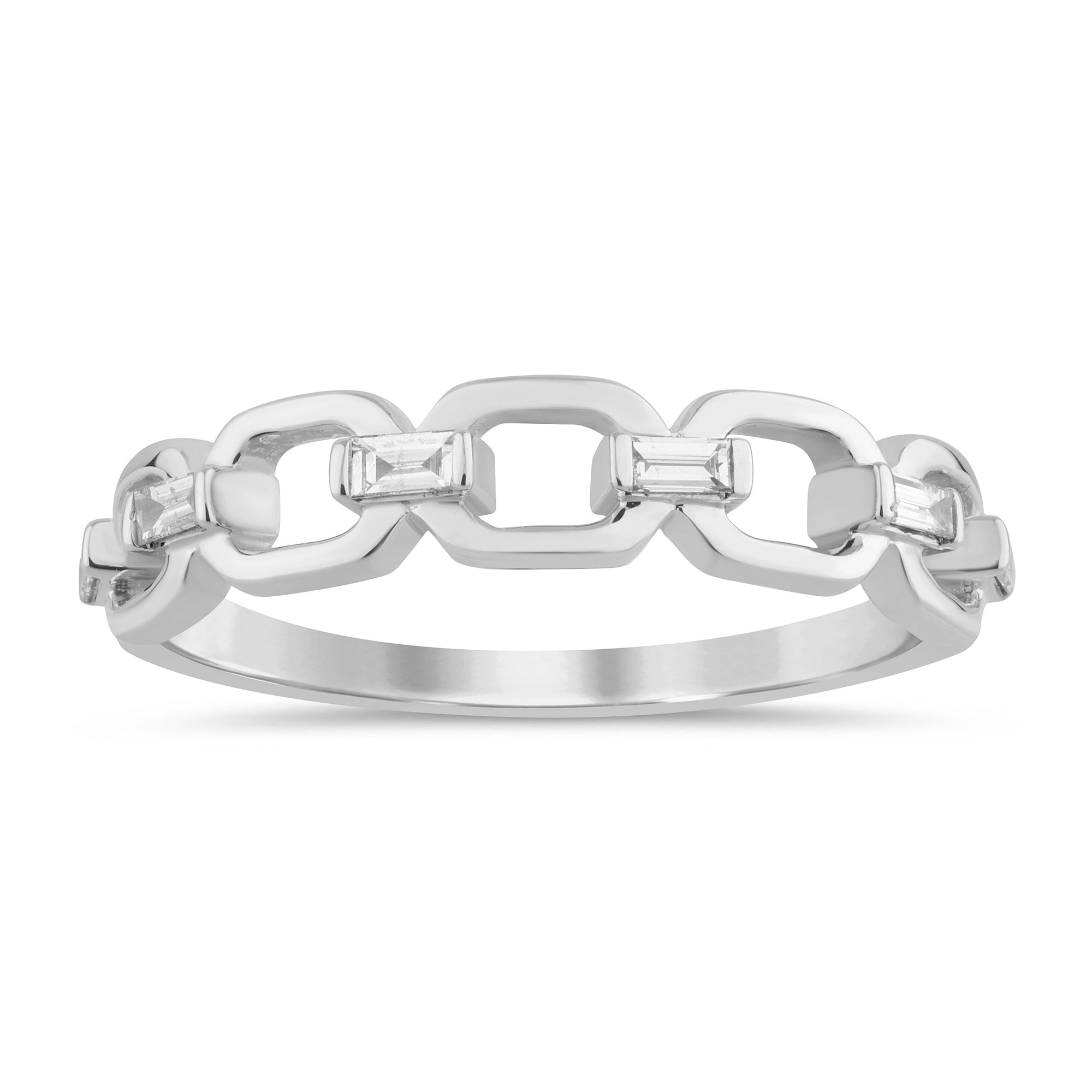 DIAMOND CLOSEOUT! .13ct G SI 14K White Gold Baguette Diamond Stone Ring Band Size 6.5