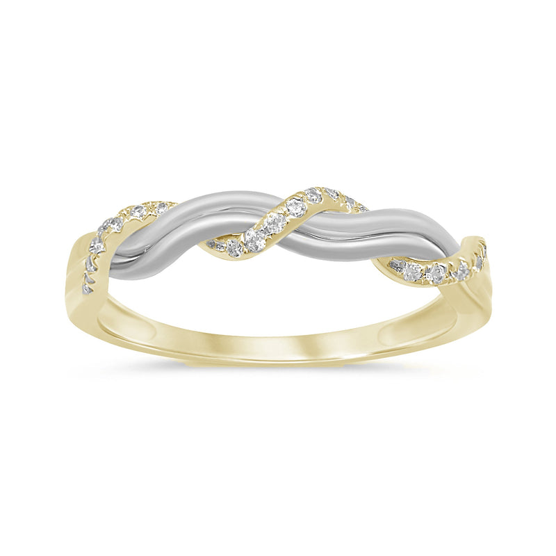 DIAMOND CLOSEOUT! .11ct 14kt Two Tone Gold Diamond Band Ring Size 6.5