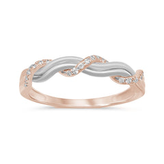 DIAMOND CLOSEOUT!  .12ct 14KT Two Tone Rose & White Gold Diamond Anniversary Wedding Band Size 6.5