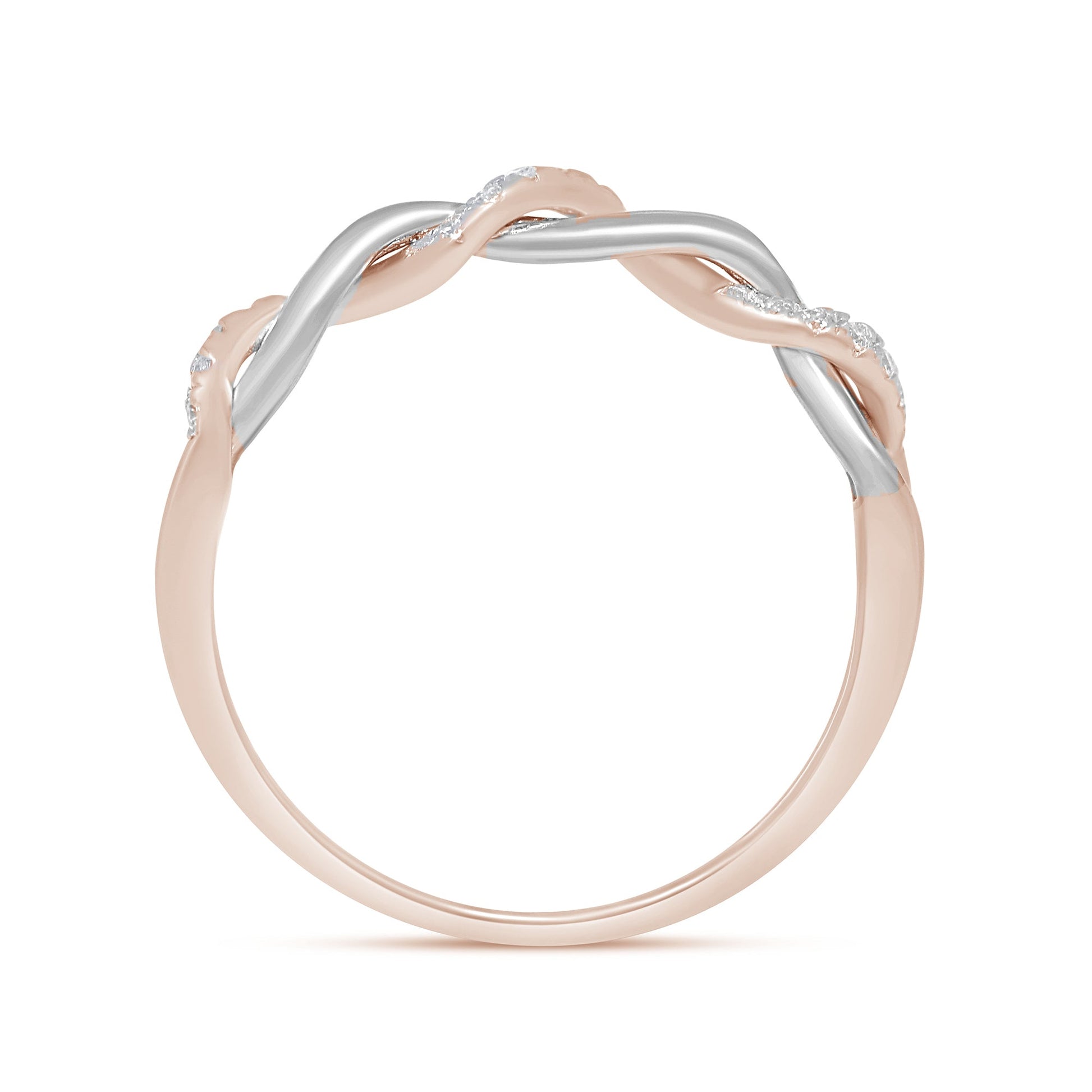 DIAMOND CLOSEOUT!  .12ct 14KT Two Tone Rose & White Gold Diamond Anniversary Wedding Band Size 6.5