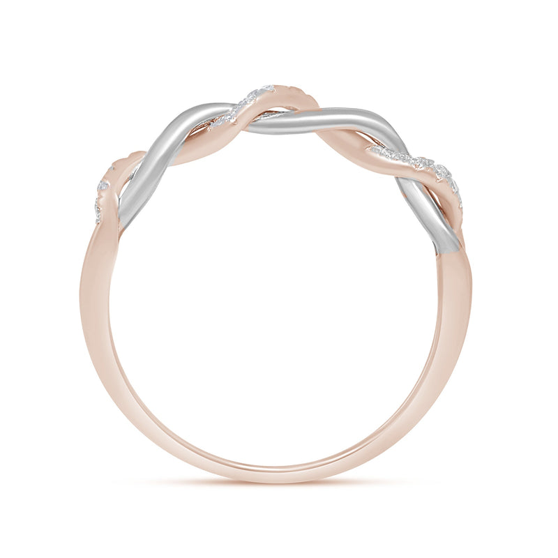 DIAMOND CLOSEOUT!  .12ct 14KT Two Tone Rose & White Gold Diamond Anniversary Wedding Band Size 6.5