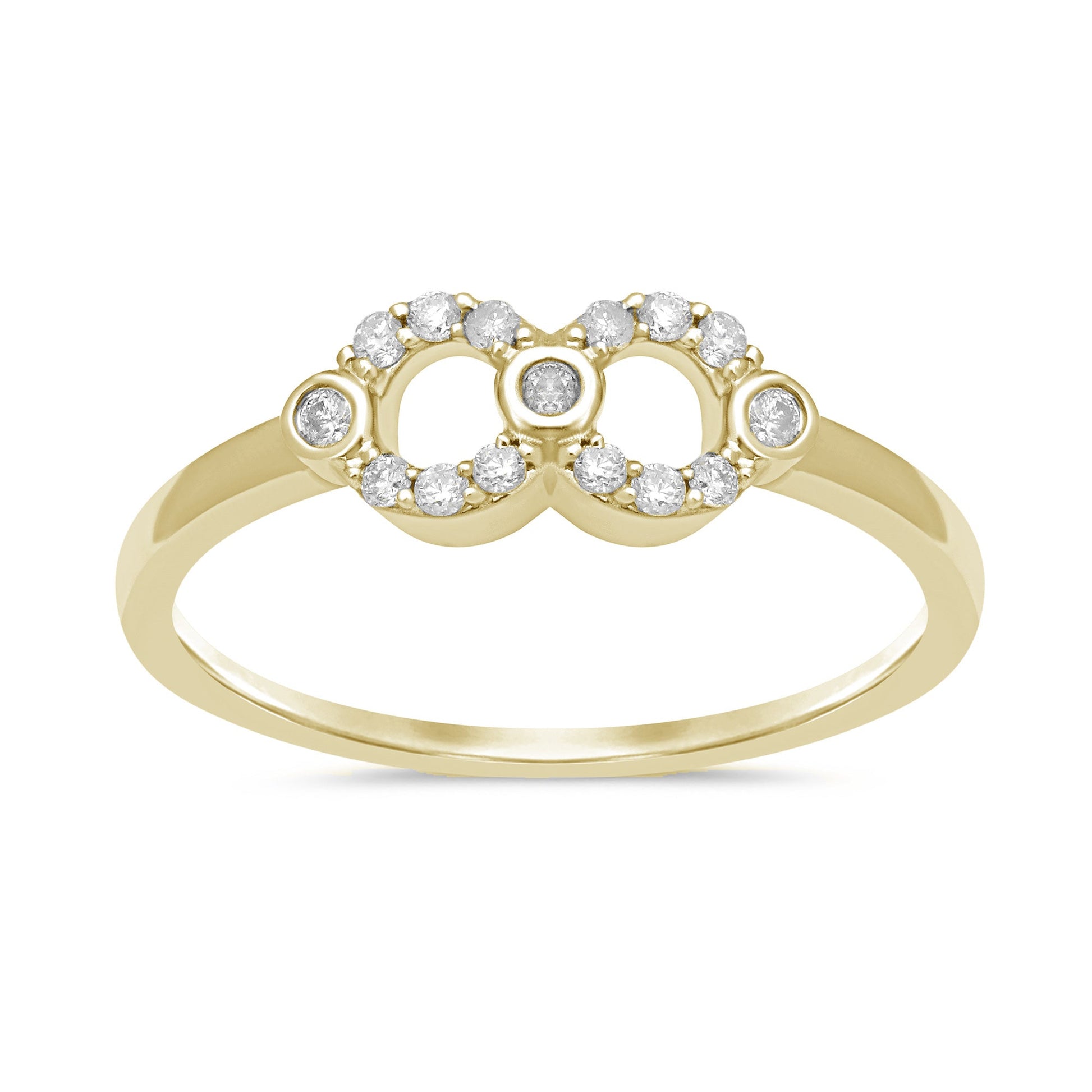 DIAMOND CLOSEOUT! .10ct 14k Yellow Gold Diamond Heart Infinity Love Ring Size 6.5
