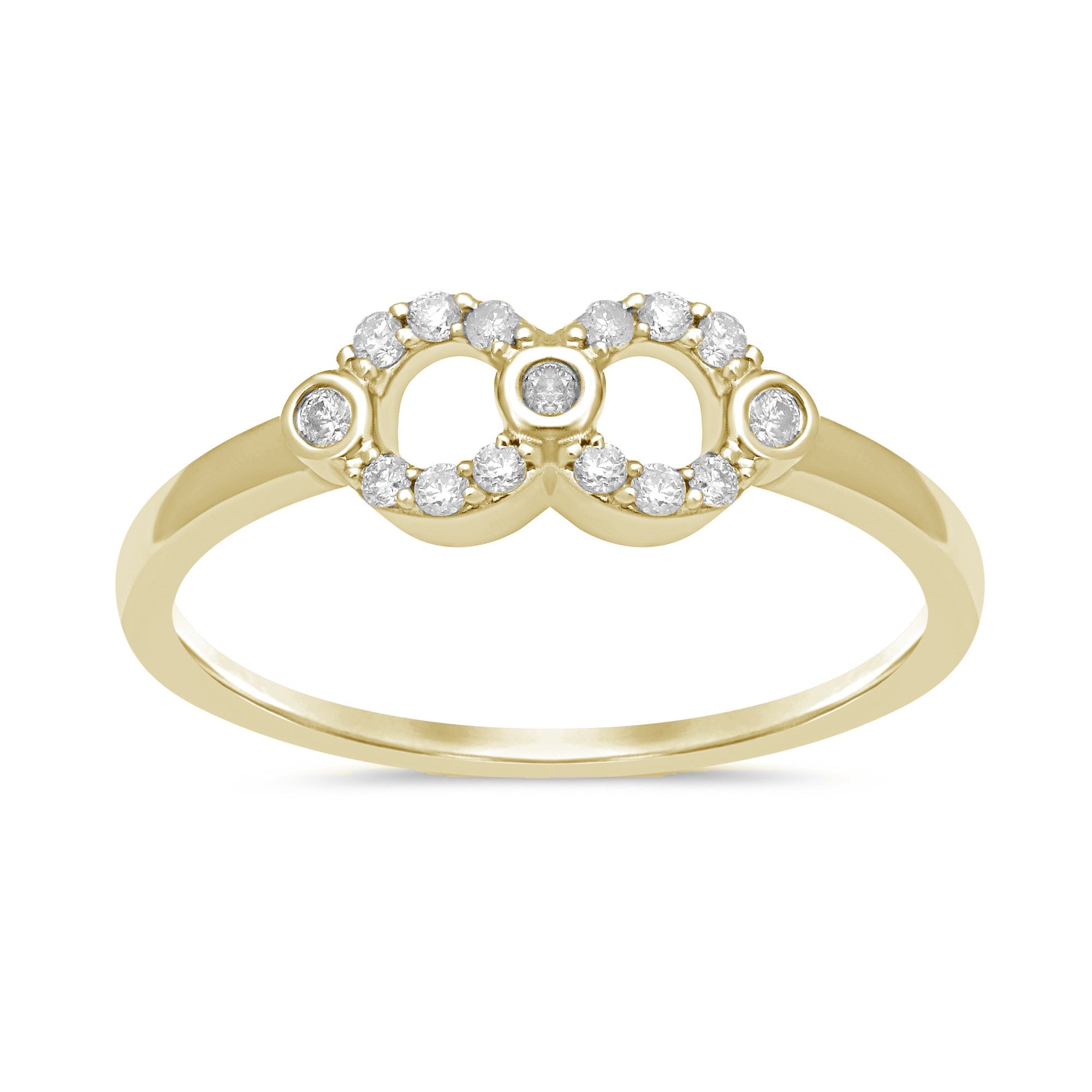 DIAMOND CLOSEOUT! .10ct 14k Yellow Gold Diamond Heart Infinity Love Ring Size 6.5
