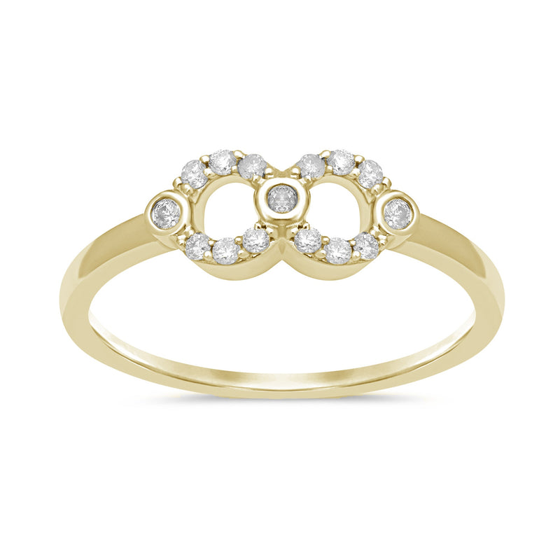 DIAMOND CLOSEOUT! .10ct 14k Yellow Gold Diamond Heart Infinity Love Ring Size 6.5