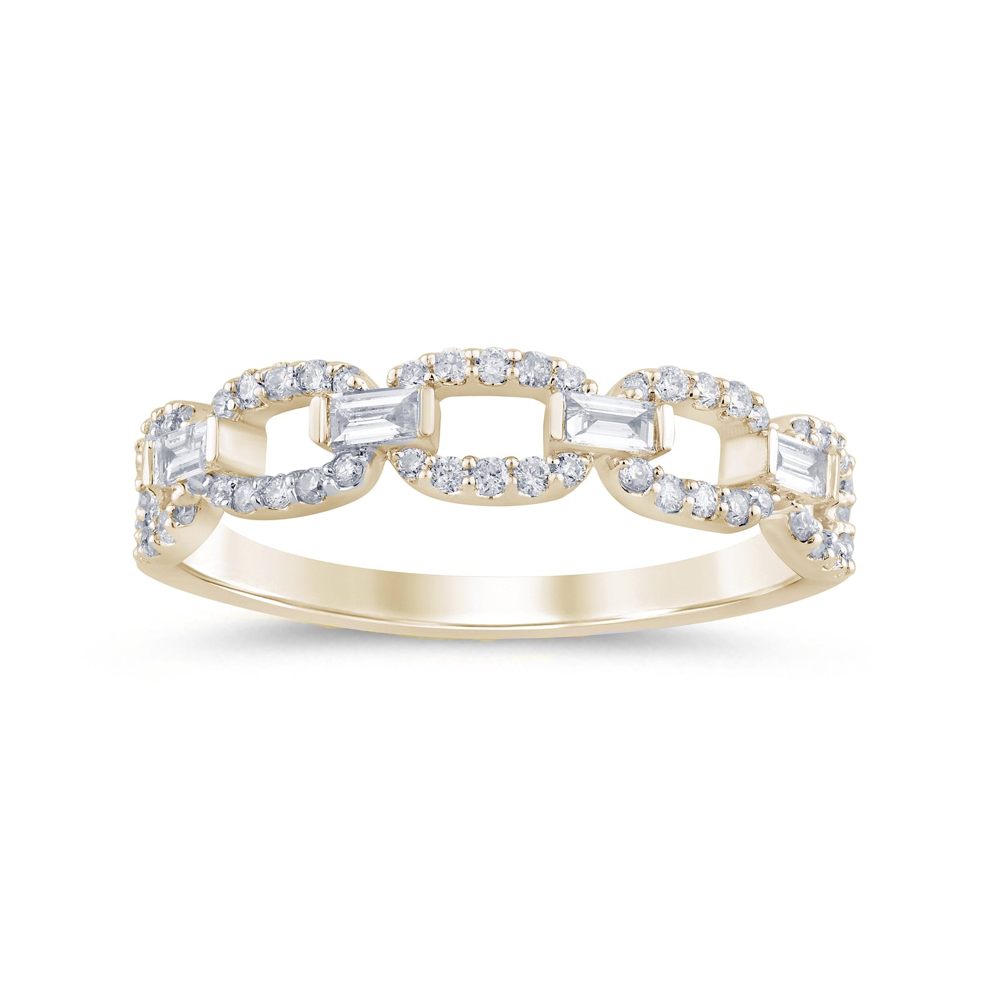 SPECIAL!.34ct G SI 14K Yellow Gold Diamond Link Ladies Ring Size 6.5