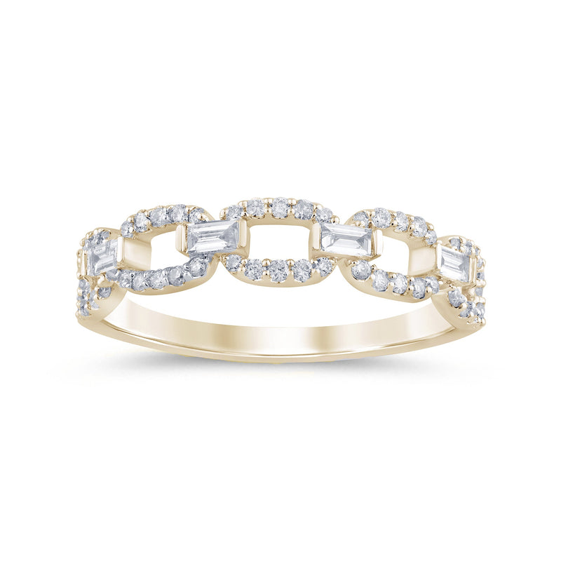 SPECIAL!.34ct G SI 14K Yellow Gold Diamond Link Ladies Ring Size 6.5
