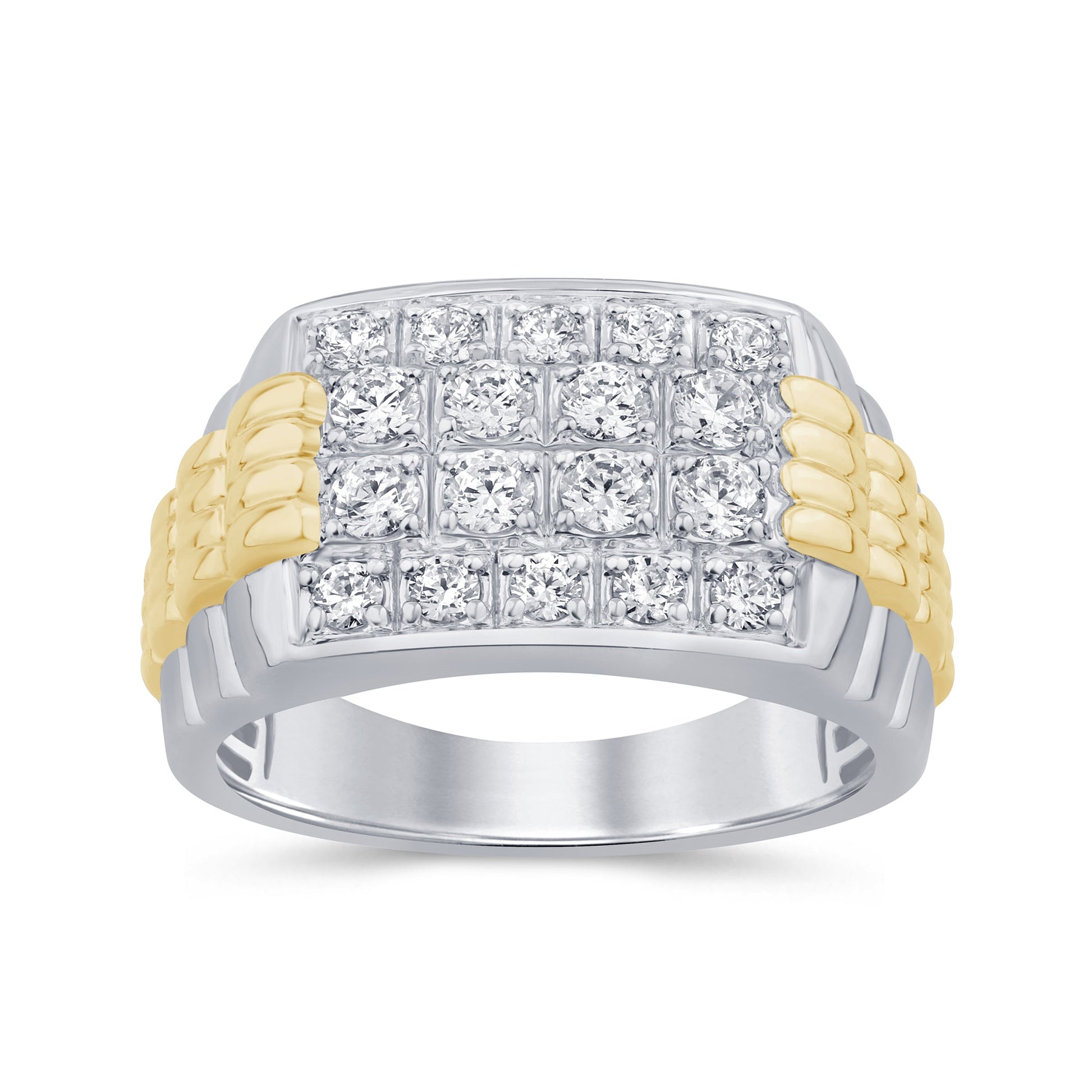 SPECIAL! 1.01ct G SI 14K Two Tone Gold Diamond Mens Band Ring Size 10