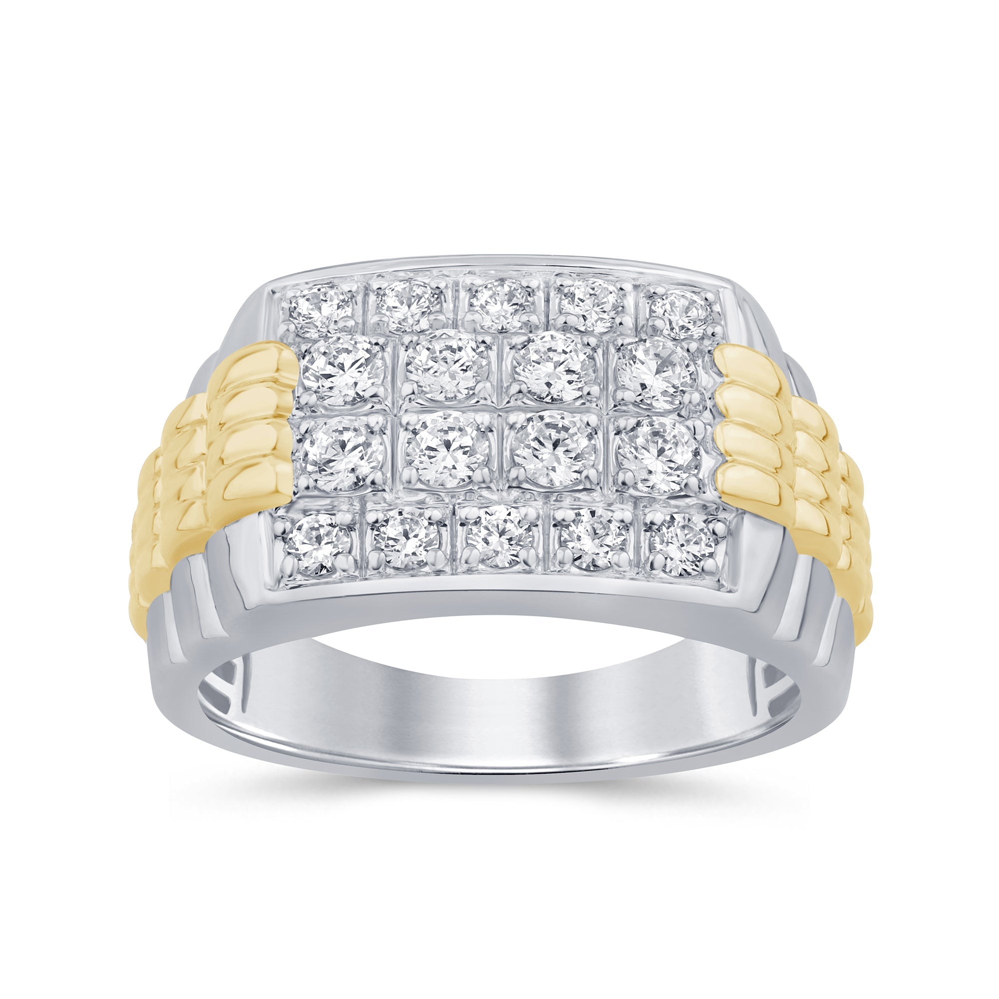 SPECIAL! 1.01ct G SI 14K Two Tone Gold Diamond Mens Band Ring Size 10