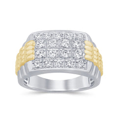 SPECIAL! 1.01ct G SI 14K Two Tone Gold Diamond Mens Band Ring Size 10