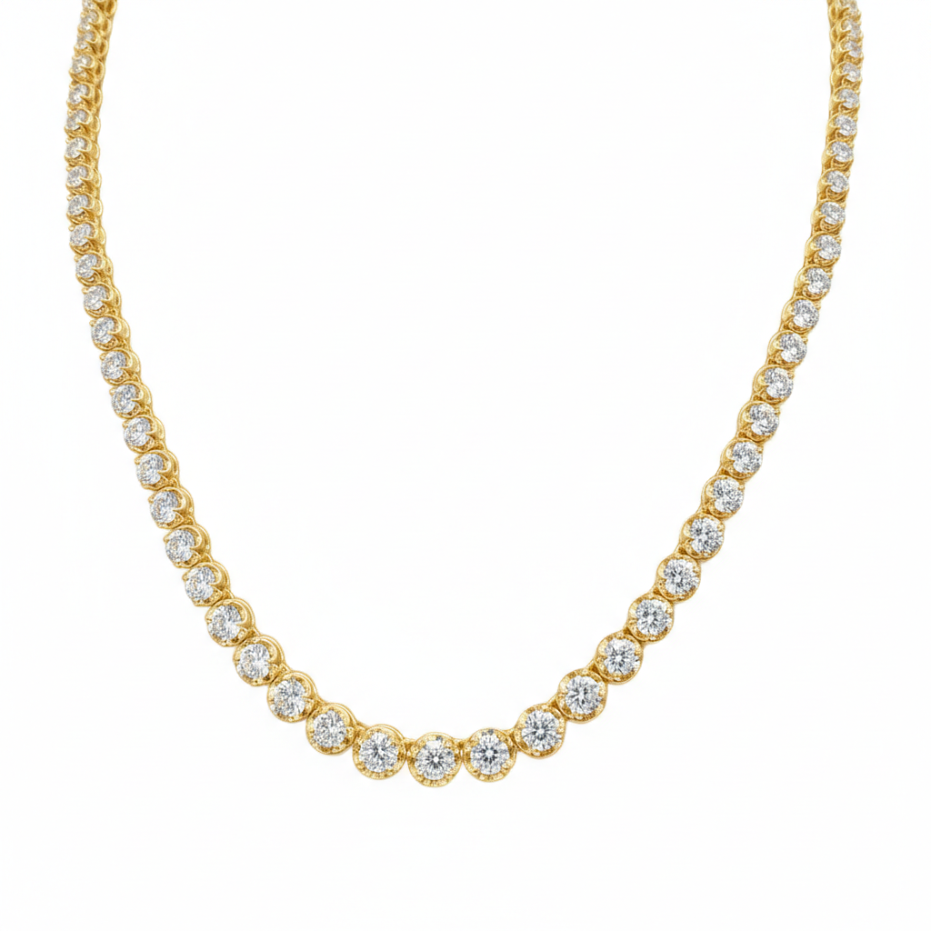 SPECIAL! 7.79ct G SI 14K Yellow Gold Diamond Graduated Tennis Necklace 16" Long