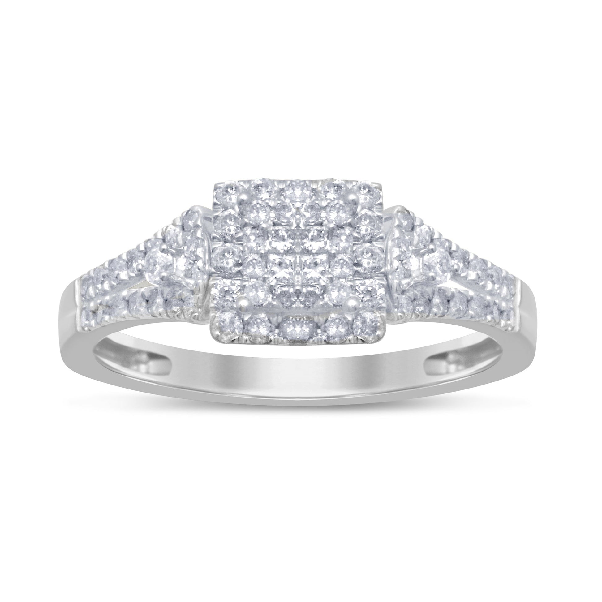 DIAMOND CLOSEOUT!  .53ct G SI 14kt White Gold Square Engagement Solitaire Diamond Ring Size 6.5