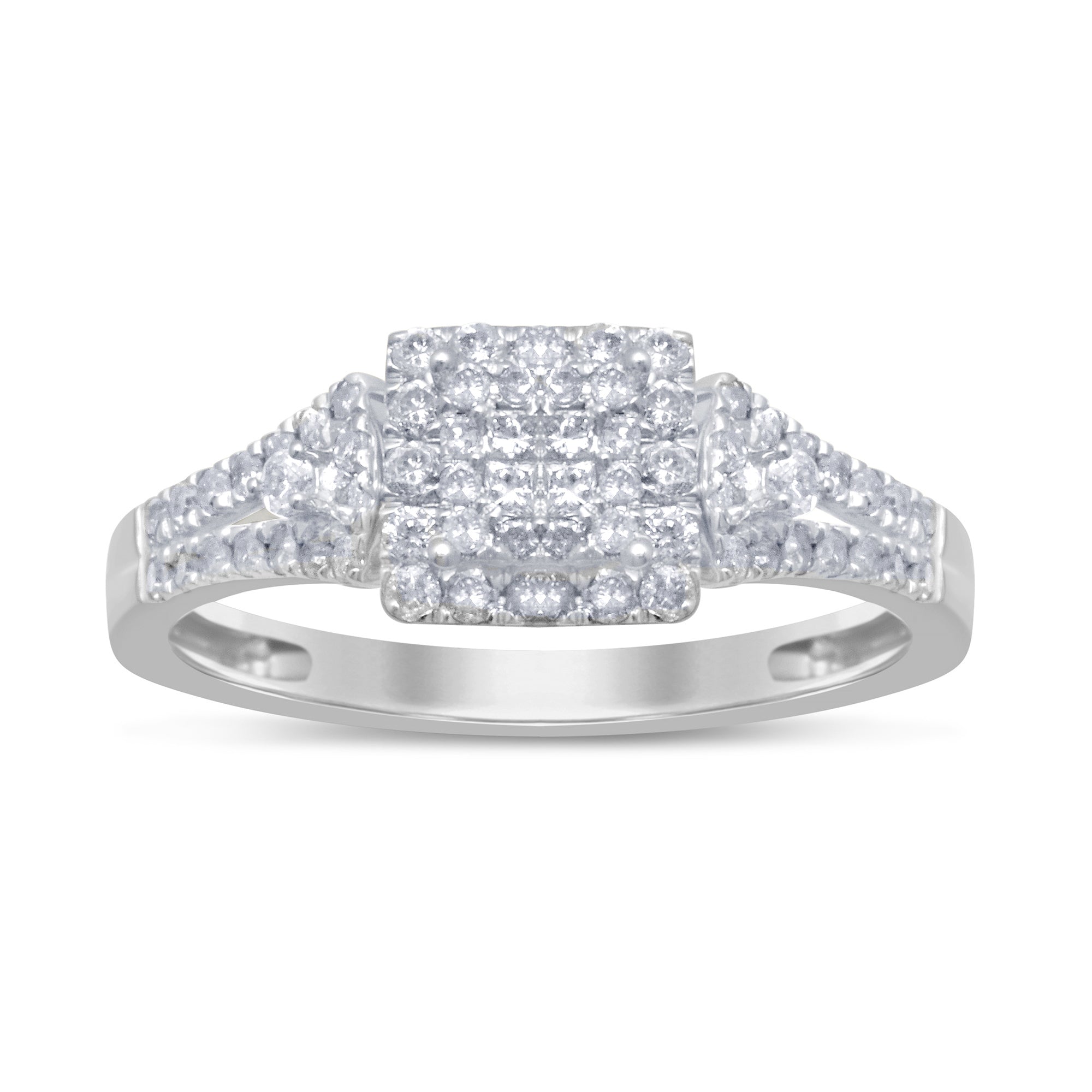 DIAMOND CLOSEOUT!  .53ct G SI 14kt White Gold Square Engagement Solitaire Diamond Ring Size 6.5