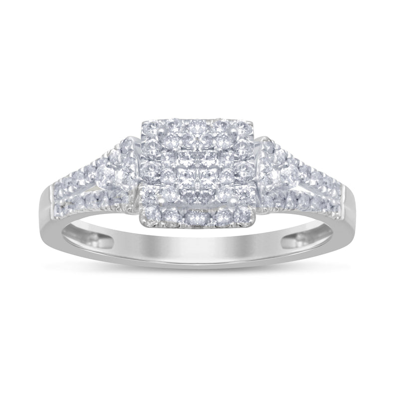 DIAMOND CLOSEOUT!  .53ct G SI 14kt White Gold Square Engagement Solitaire Diamond Ring Size 6.5