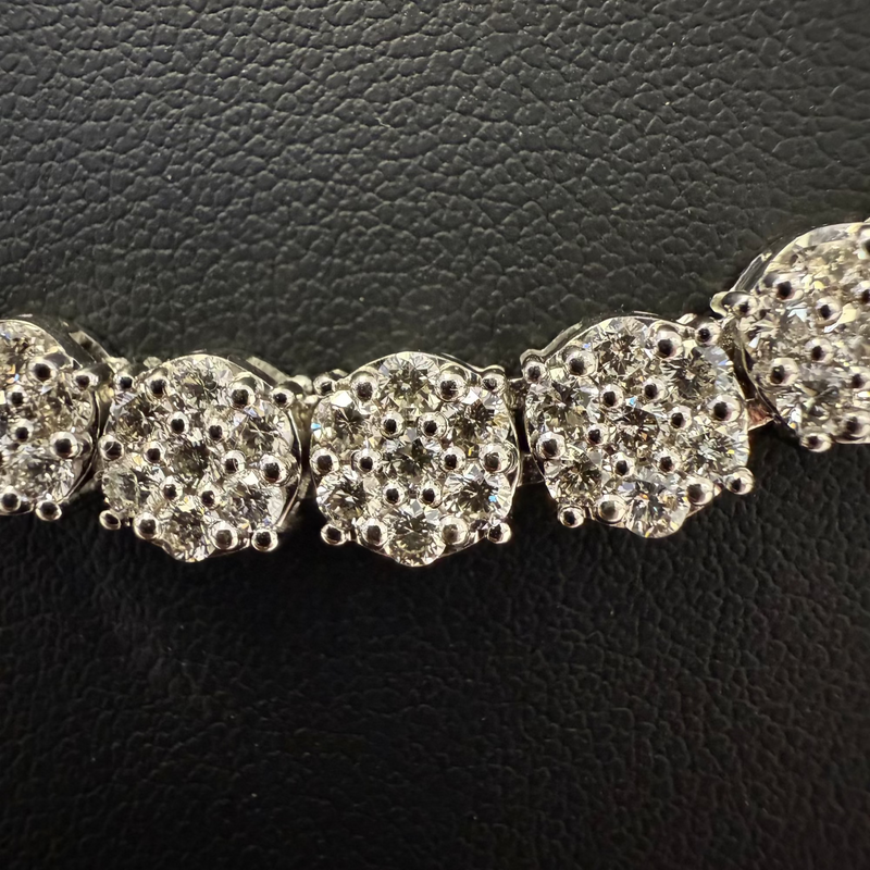DIAMOND CLOSEOUT!  7mm 23.98ct G SI 14KT White Gold Round Flower Diamond Necklace 22"