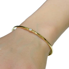 SPECIAL! .20ct G SI 14K Yellow Gold Emerald Cut Diamond Center Bangle Bracelet