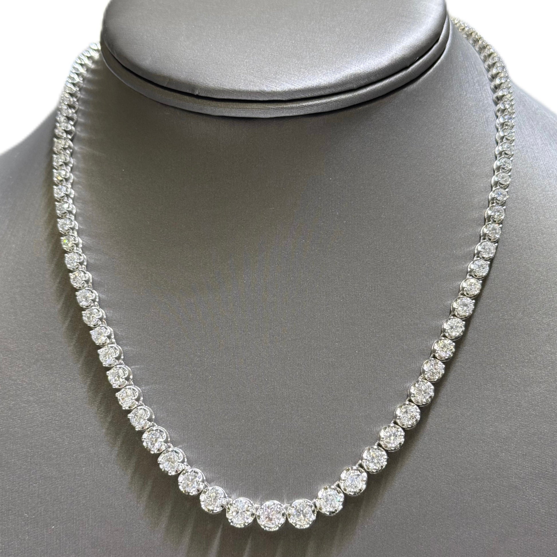 SPECIAL! 7.83ct G SI 14K White Gold Diamond Graduated Tennis Necklace 16" Long