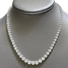 SPECIAL! 10.18ct G SI 14K White Gold Diamond Graduated Tennis Necklace 16" Long Chain