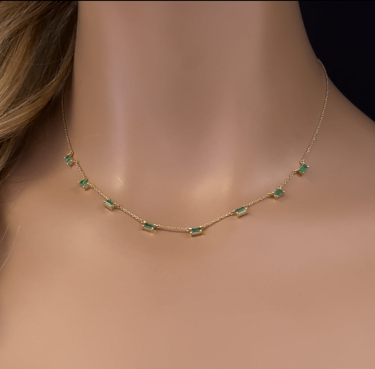 GEMSTONE CLOSEOUT!   .88ct G SI 14K Yellow Gold Emerald Gemstone Necklace 16 + 2" Ext