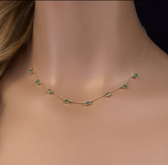 GEMSTONE CLOSEOUT!   .88ct G SI 14K Yellow Gold Emerald Gemstone Necklace 16 + 2" Ext