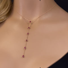 GEMSTONE CLOSEOUT!  1.15ct G SI 14K Rose Gold Ruby Gemstones Pendant Necklace 16+2" Ext Long
