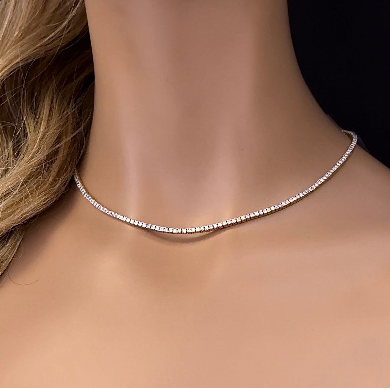 SPECIAL! 4.31ct G SI 14K White Gold Diamond Tennis Necklace 16" Long