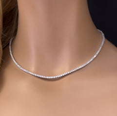 SPECIAL! 6.93ct G SI 14K White Gold Diamond Tennis Necklace 16" Long