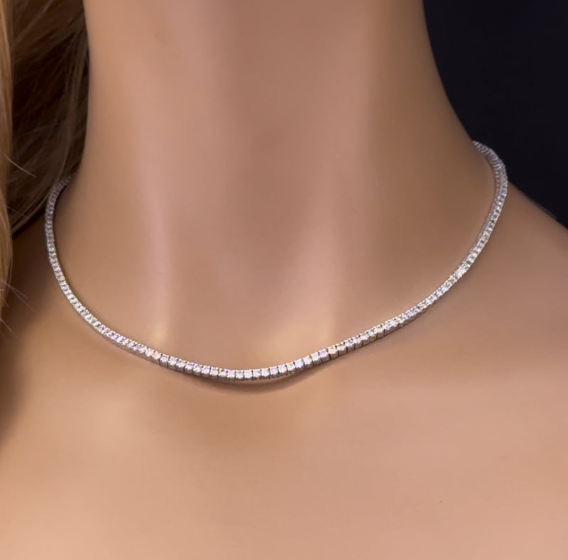 SPECIAL! 6.93ct G SI 14K White Gold Diamond Tennis Necklace 16" Long
