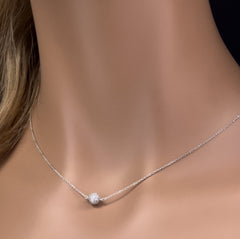 DIAMOND  CLOSEOUT!  .33ct G SI 14K White Gold Diamond Disco Ball Pendant Necklace 16+2"Ext Long Chain