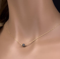 GEMSTONE CLOSEOUT!  .51ct G SI 14K Yellow Gold Blue Sapphire Ball Pendant Necklace 16 + 2" Ext