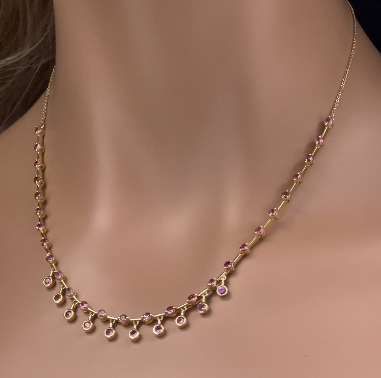 GEMSTONE CLOSEOUT! 2.21ct G SI 14K Yellow Gold Pink Tourmaline Dangling Pendant Necklace 16+2" Ext