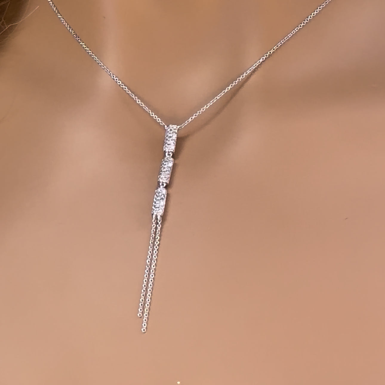 DIAMOND  CLOSEOUT!  .27ct G SI 14K White Gold Diamond Drop Pendant Necklace 16" Long