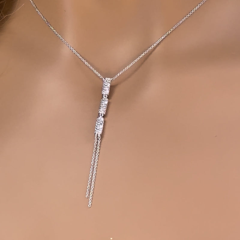 DIAMOND  CLOSEOUT!  .27ct G SI 14K White Gold Diamond Drop Pendant Necklace 16" Long