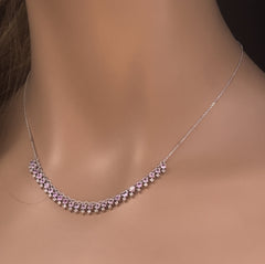 GEMSTONE CLOSEOUT! 2.18ct G SI 14K White Gold Diamond & Pink Sapphire Gemstone Dangling Pendant Necklace 16" + 2" Ext