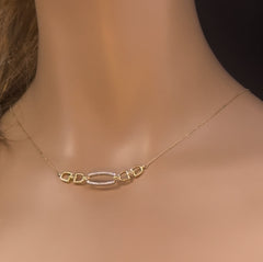 DIAMOND CLOSEOUT!  .15ct G SI 14K Yellow Gold Diamond Link Pendant Necklace 18"