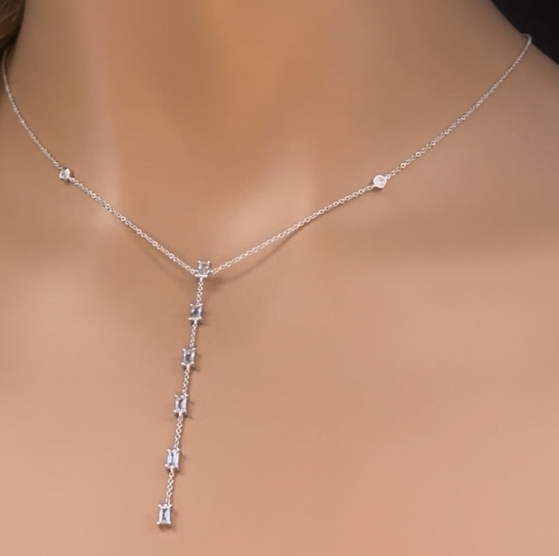 span>GEMSTONE CLOSEOUT! .60ct G SI 14K White Gold Diamond & Aquamarine Gemstone Necklace 16+2" Ext