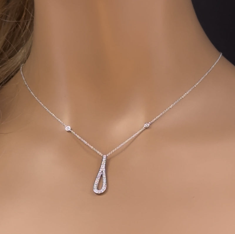 DIAMOND CLOSEOUT!  .24ct G SI 14K White Gold Diamond Pendant Necklace 16" + 2" Ext.