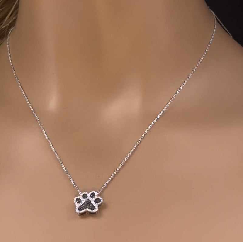 DIAMOND CLOSEOUT!  .10ct G SI 14K White Gold Diamond Dog Paw Pendant Necklace 18"
