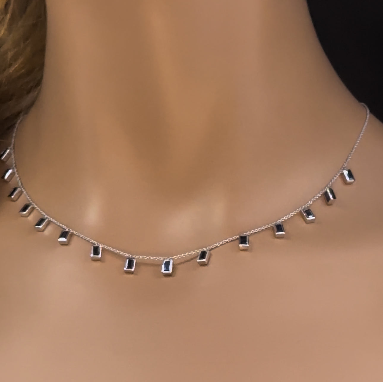 GEMSTONE CLOSEOUT! 2.50ct G SI 14K White Gold Blue Sapphire Gemstone Necklace 16" + 2" Ext