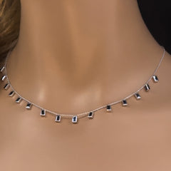 GEMSTONE CLOSEOUT! 2.50ct G SI 14K White Gold Blue Sapphire Gemstone Necklace 16" + 2" Ext