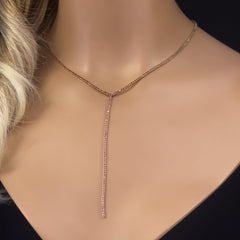 SPECIAL! 3.40ct G SI 14K Yellow Gold Ruby Y Lariat Tennis Necklace 14+4" Ext