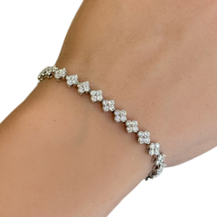 SPECIAL!3.00ct G SI 14K White Gold Flower Diamond Bracelet 7" Long