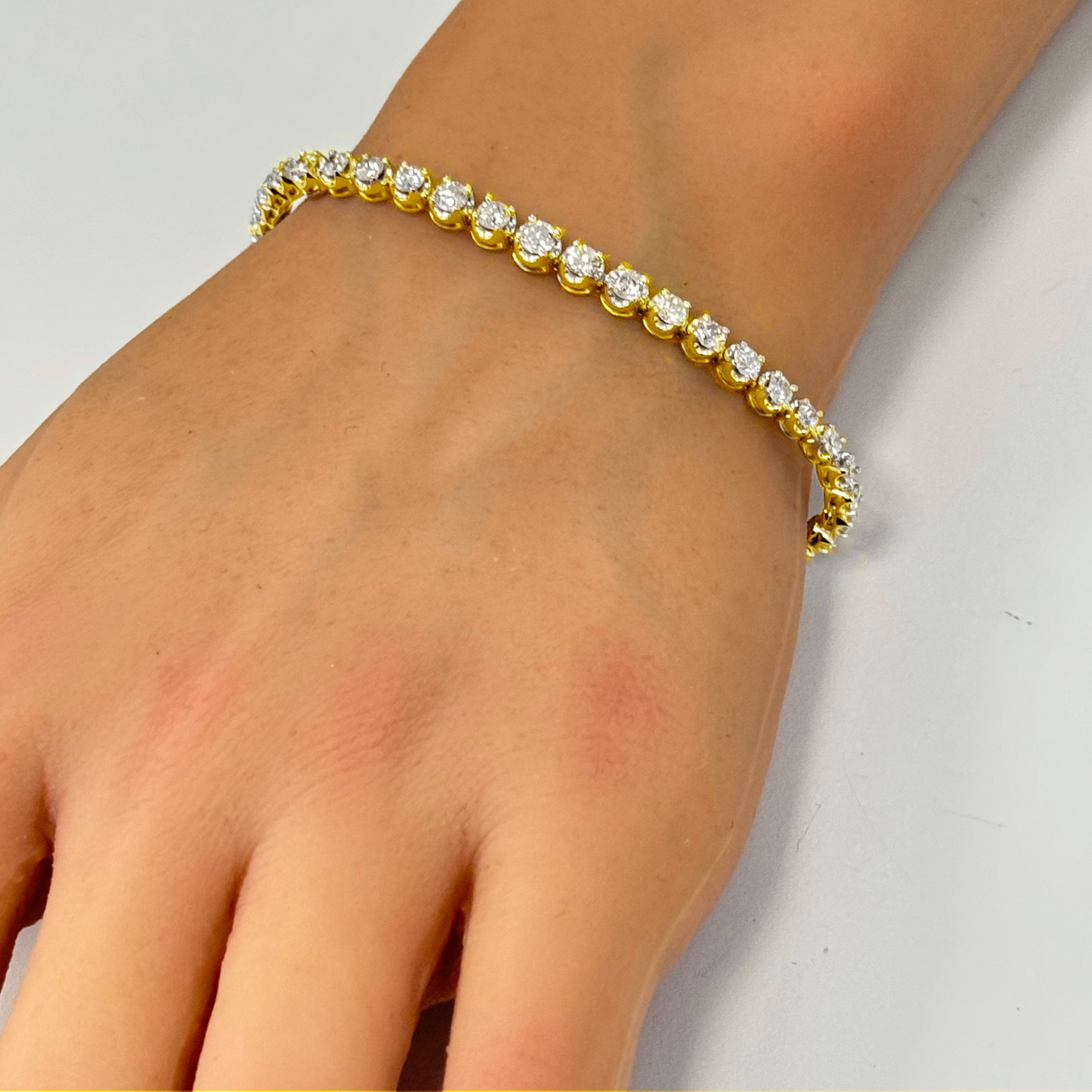 SPECIAL!2.98ct G SI 14K Yellow Gold Diamond Graduated Style Tennis Bracelet 7" Long