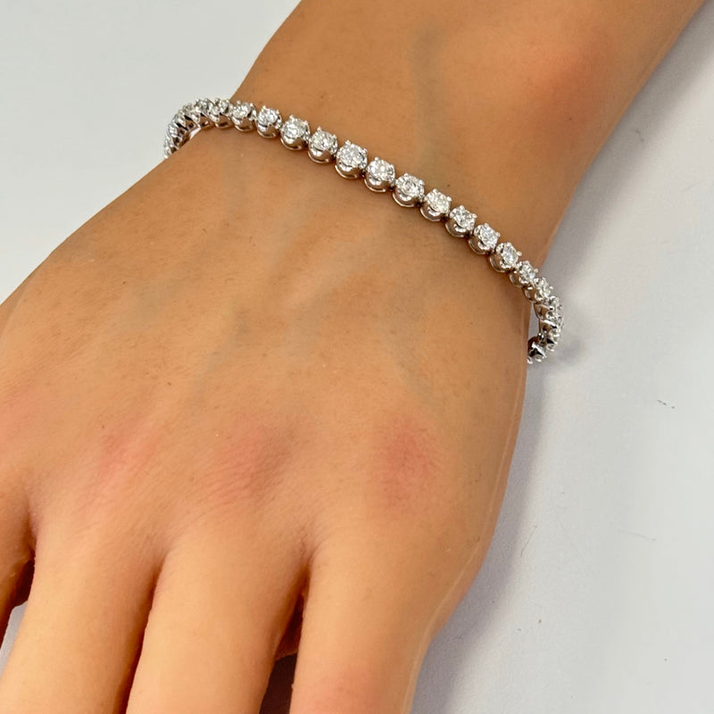 SPECIAL!3.04ct G SI 14K White Gold Diamond Graduated Style Tennis Bracelet 7" Long