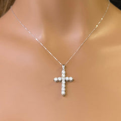 SPECIAL!2.05ct G SI 14K White Gold Diamond Cross Pendant 18" Long