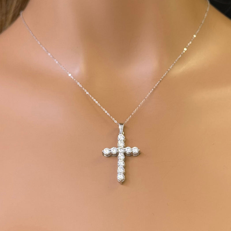 SPECIAL!2.05ct G SI 14K White Gold Diamond Cross Pendant 18" Long