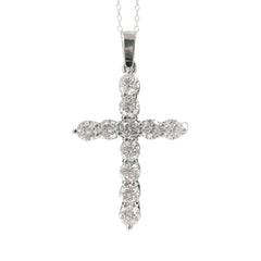 SPECIAL!2.05ct G SI 14K White Gold Diamond Cross Pendant 18" Long