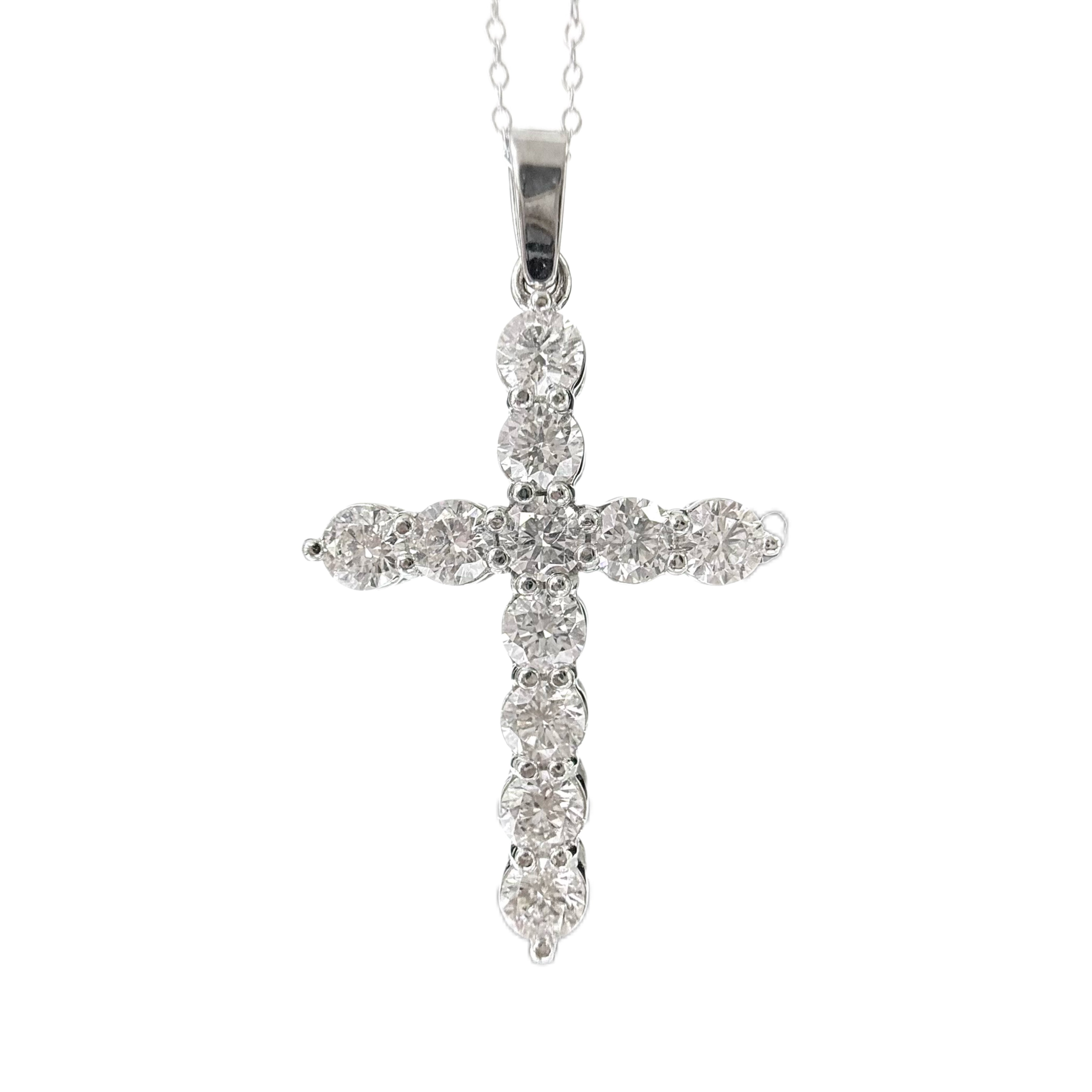 SPECIAL!2.05ct G SI 14K White Gold Diamond Cross Pendant 18" Long
