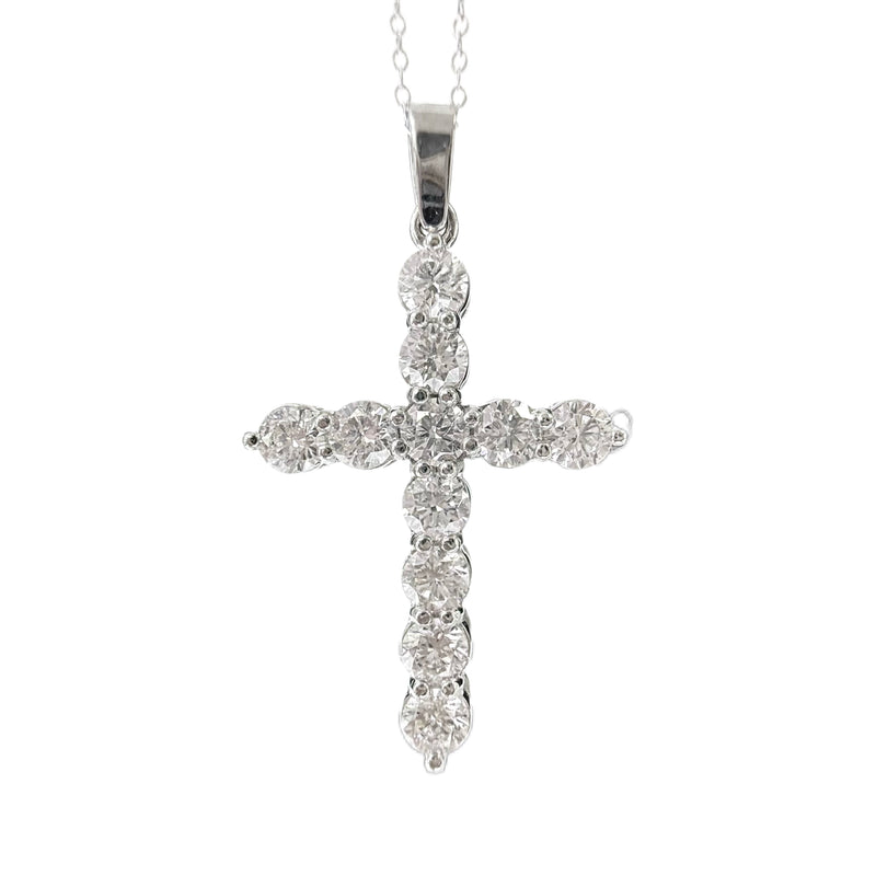 SPECIAL!2.05ct G SI 14K White Gold Diamond Cross Pendant 18" Long