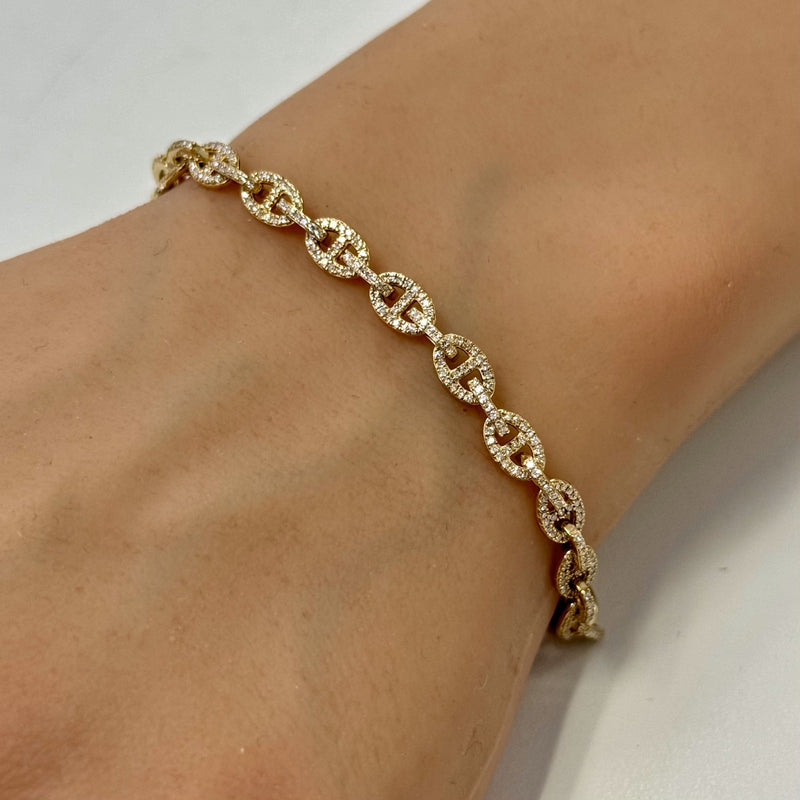 SPECIAL! 1.21ct G SI 14K Yellow Gold Diamond Link Bracelet 8" Long